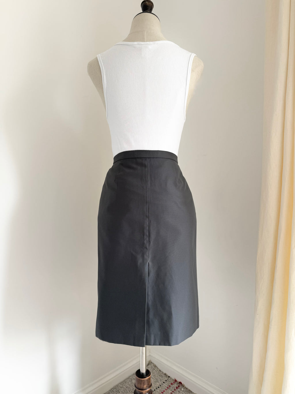 Miu Miu Grey Cotton-Blend Pencil Skirt