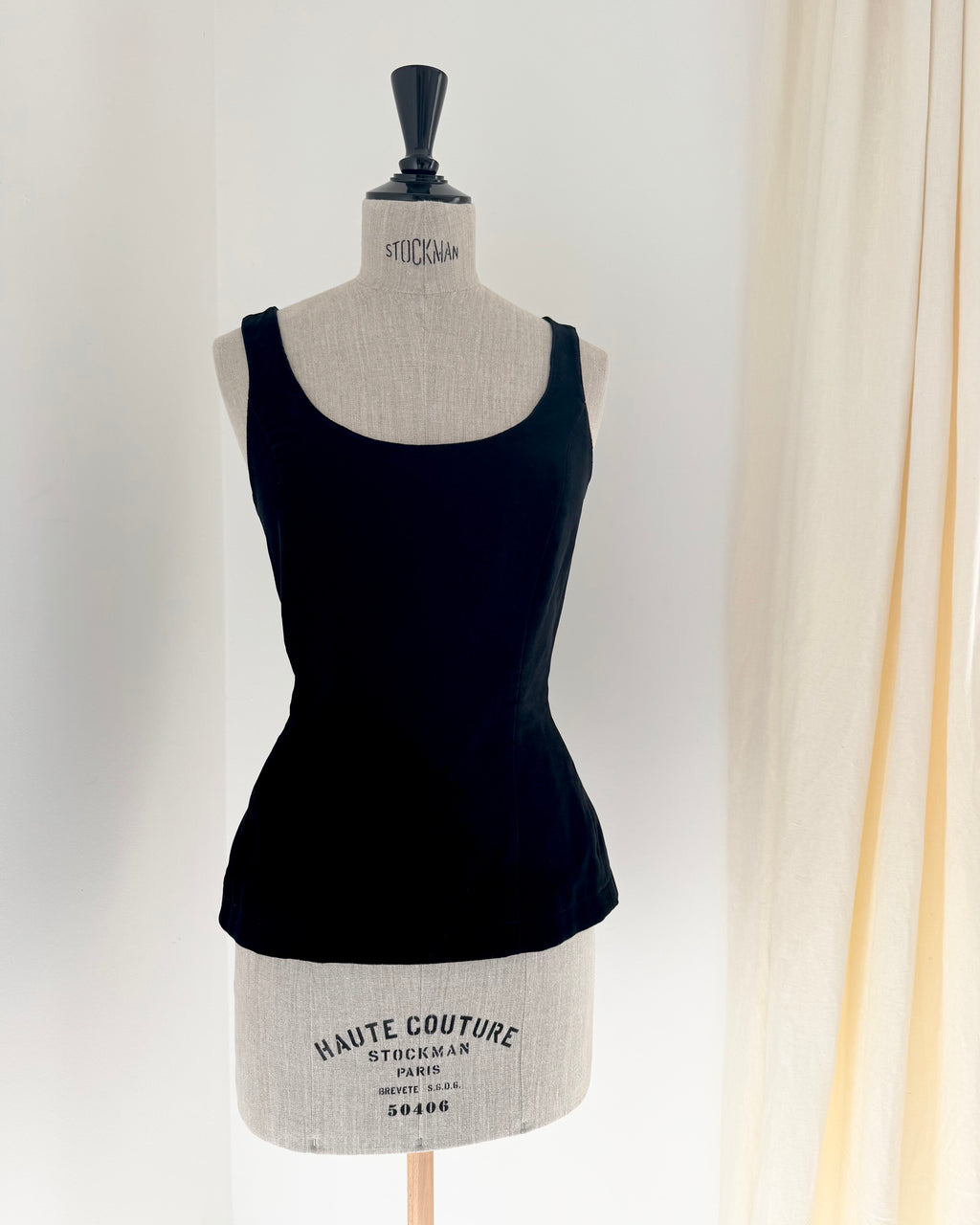 Thierry Mugler Black Cotton Velvet Sculpted Top