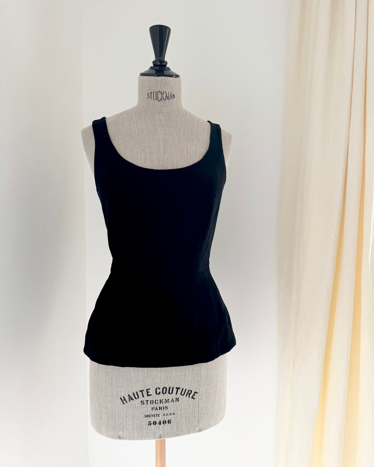 Thierry Mugler Black Cotton Velvet Sculpted Top