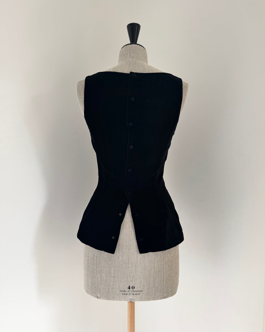 Thierry Mugler Black Cotton Velvet Sculpted Top