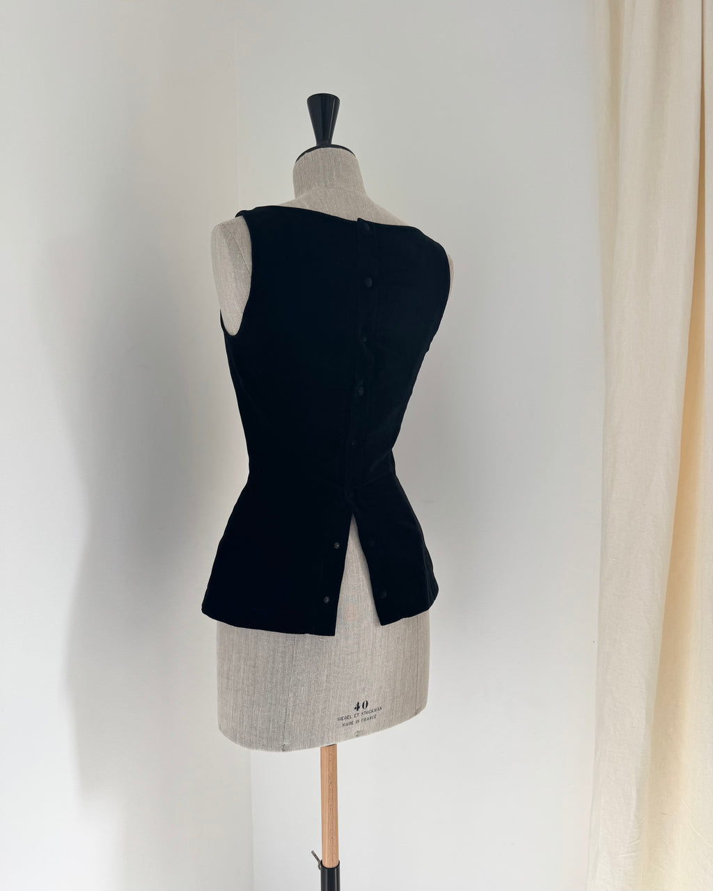 Thierry Mugler Black Cotton Velvet Sculpted Top