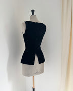 Thierry Mugler Black Cotton Velvet Sculpted Top