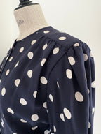 Céline Paris 1980s Silk Polka Dot Peplum Blouse