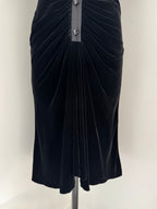 Bruce Oldfield Black Silk Velvet Draped Dress, 1980s