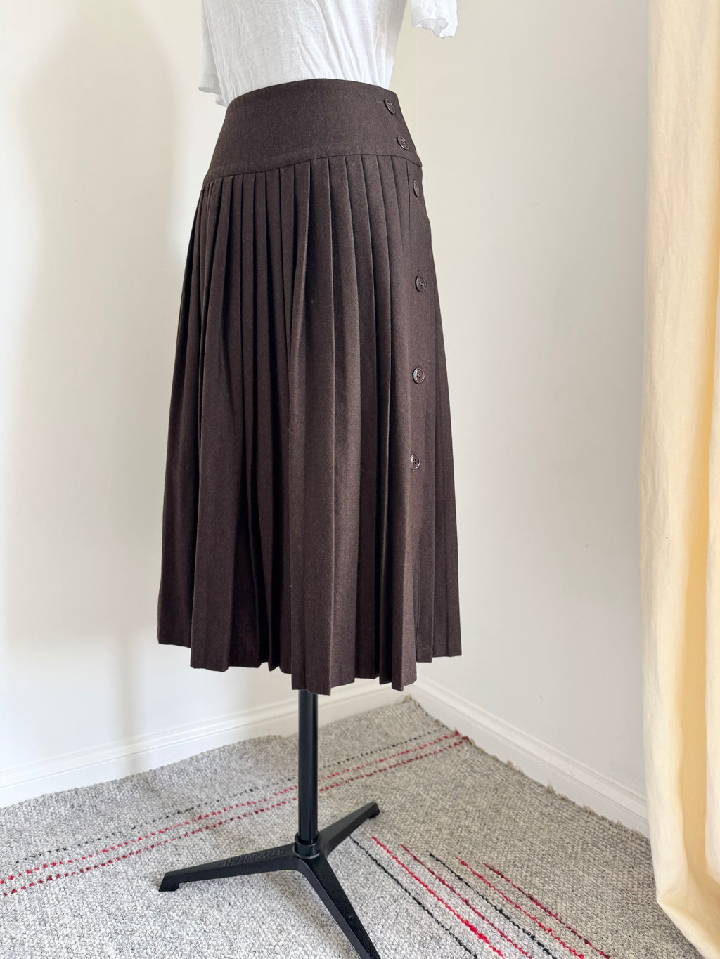 Daniel Hechter 1980s Wool Pleated Skirt