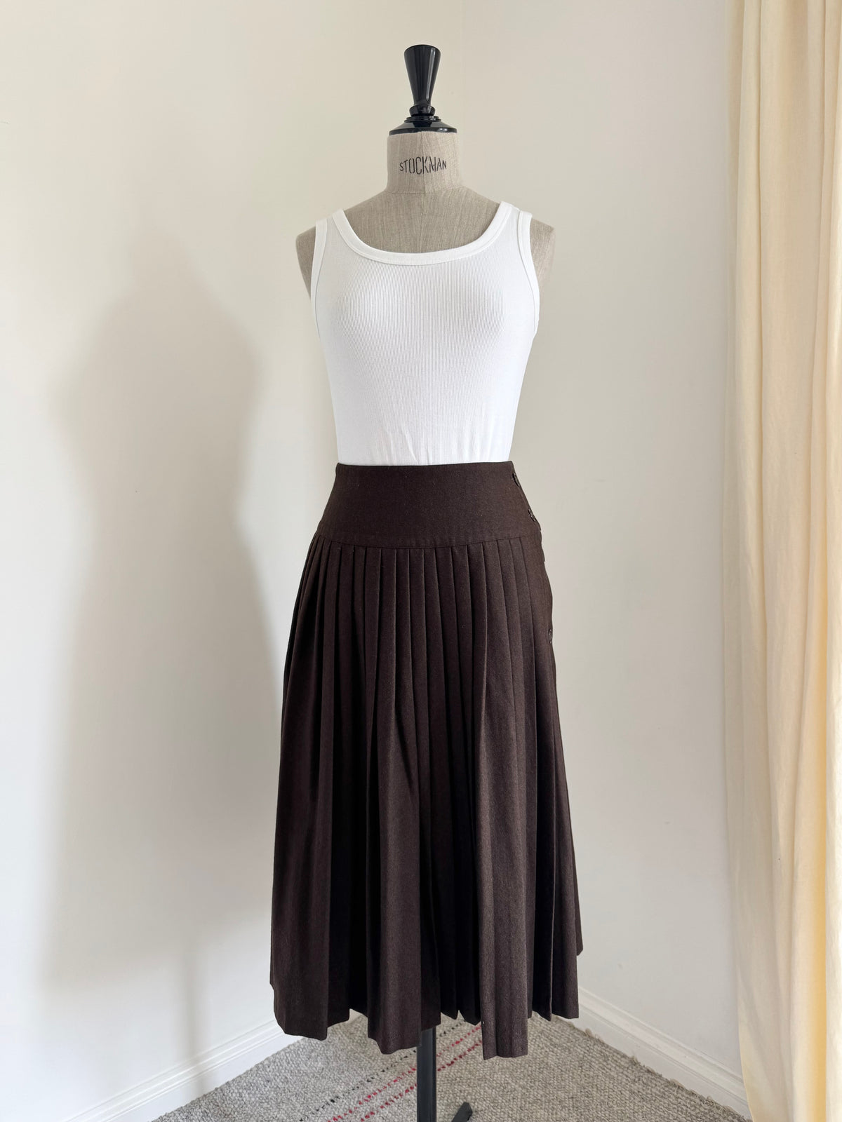 Daniel Hechter 1980s Wool Pleated Skirt