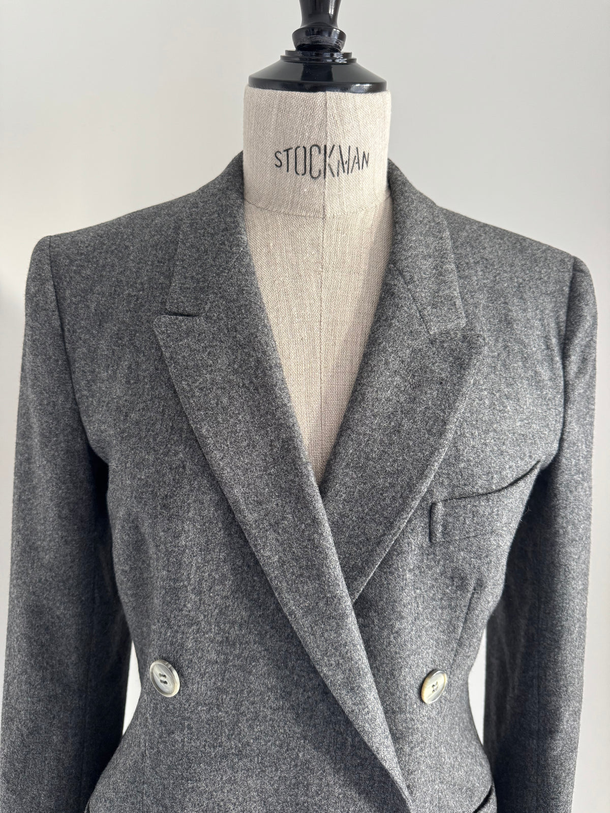 Basile Grey Wool Double-Breasted Blazer