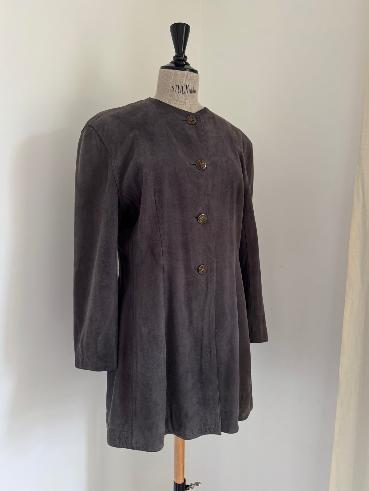 Jean Muir London Charcoal-Grey Suede Coat