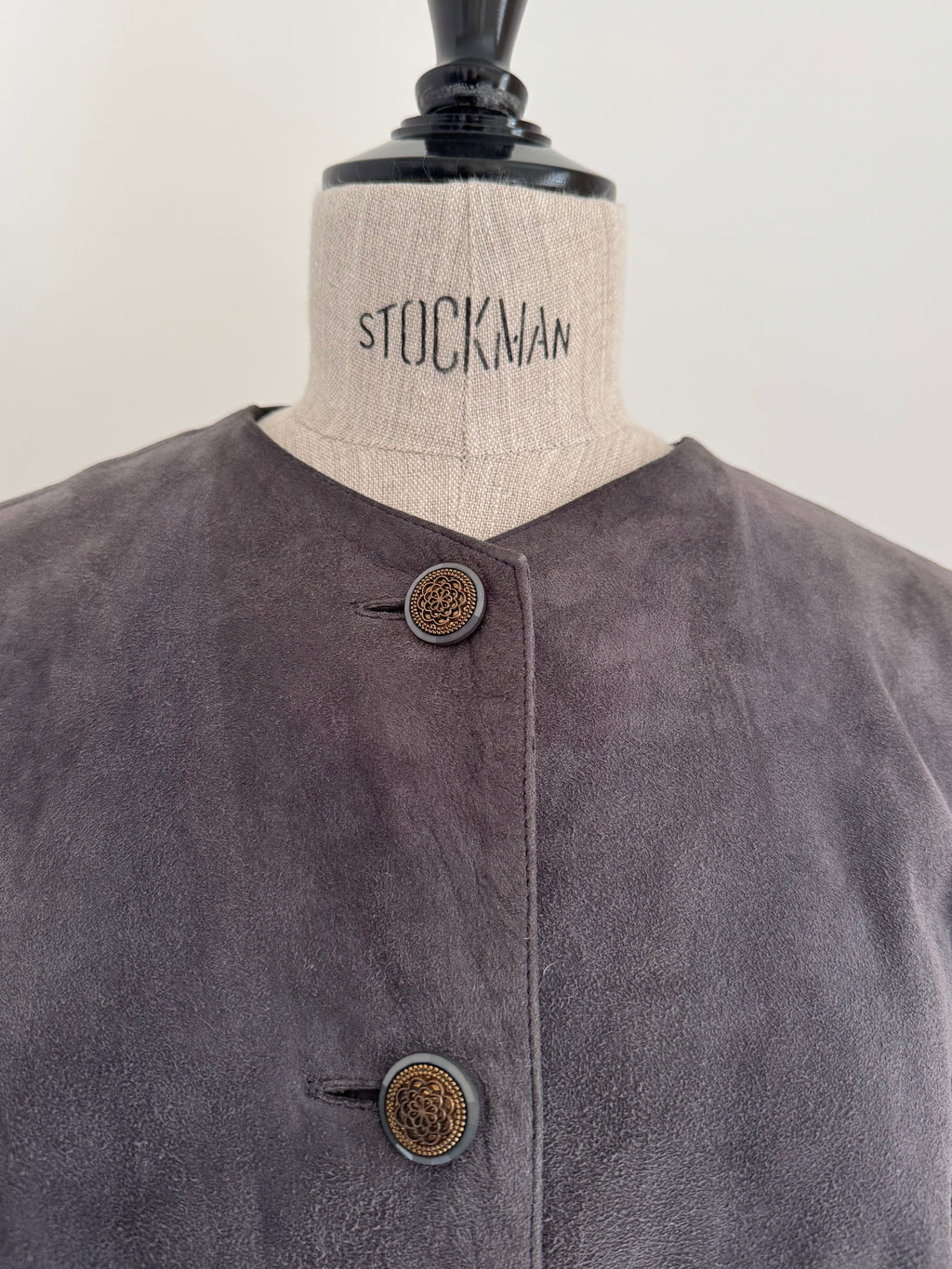 Jean Muir London Charcoal-Grey Suede Coat