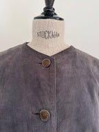 Jean Muir London Charcoal-Grey Suede Coat