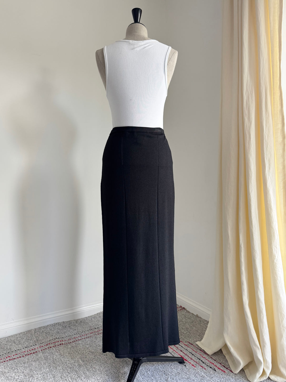 Donna Karan 1990s Black Knit Maxi Skirt