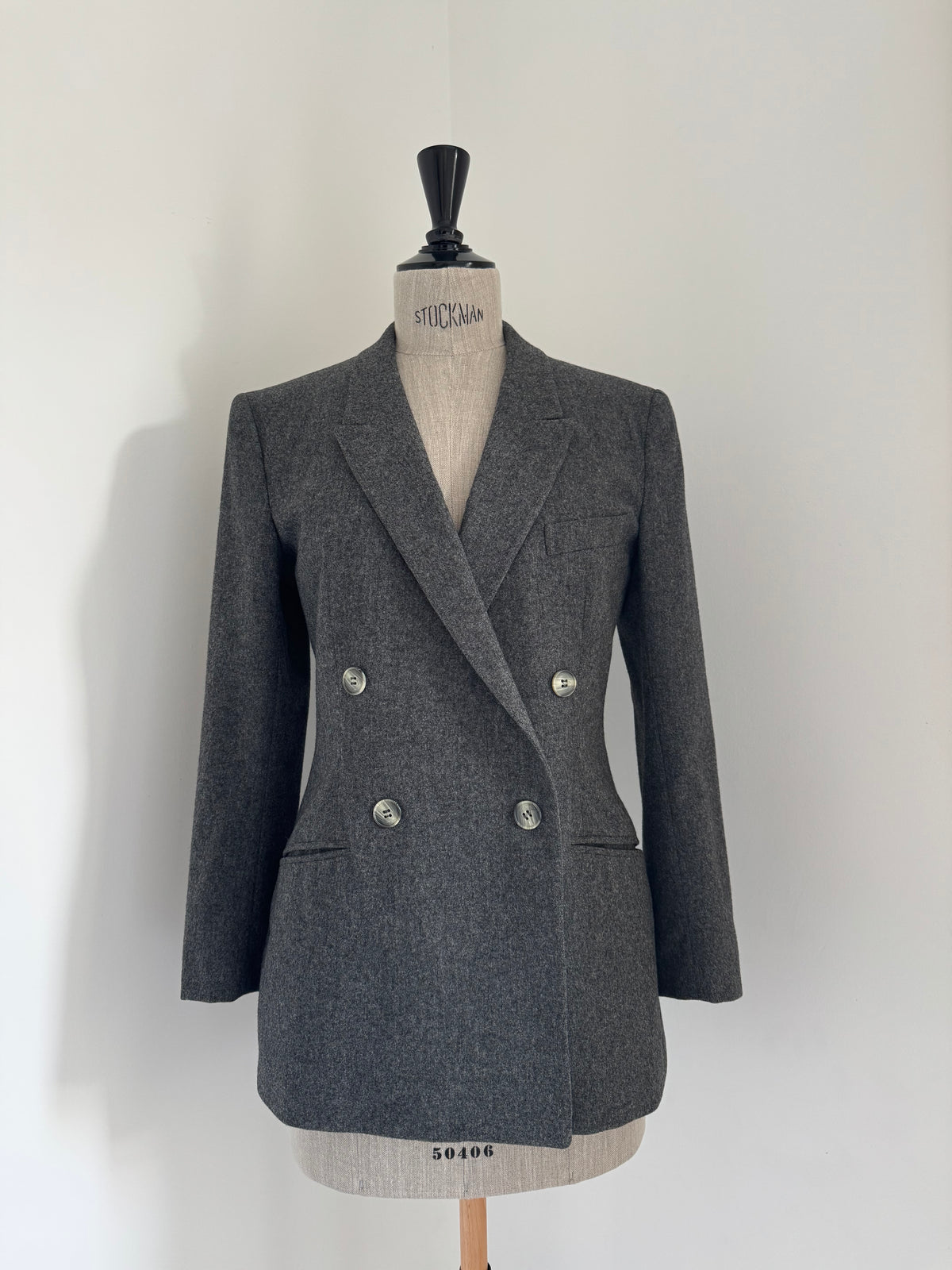 Basile Grey Wool Double-Breasted Blazer