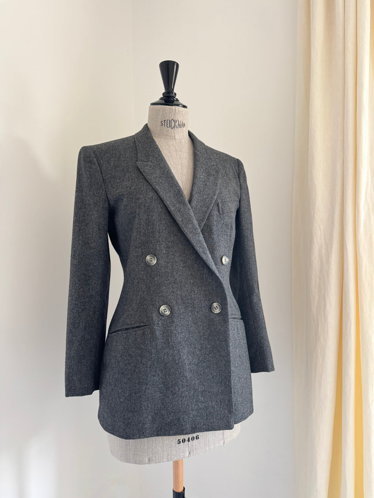 Basile Grey Wool Double-Breasted Blazer