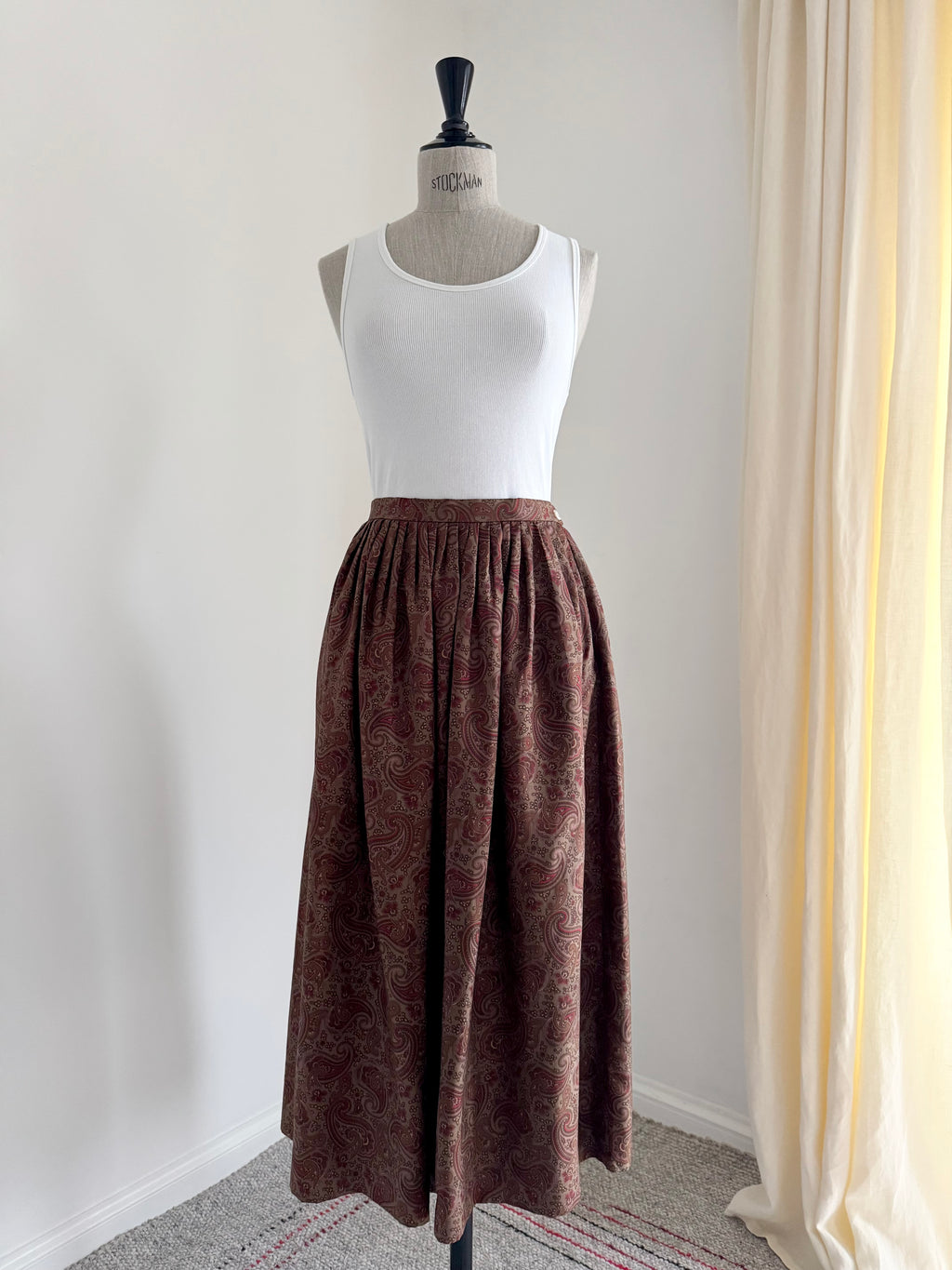 Ralph Lauren Paisley Silk Twill Gathered Midi Skirt