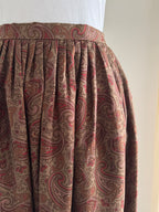 Ralph Lauren Paisley Silk Twill Gathered Midi Skirt