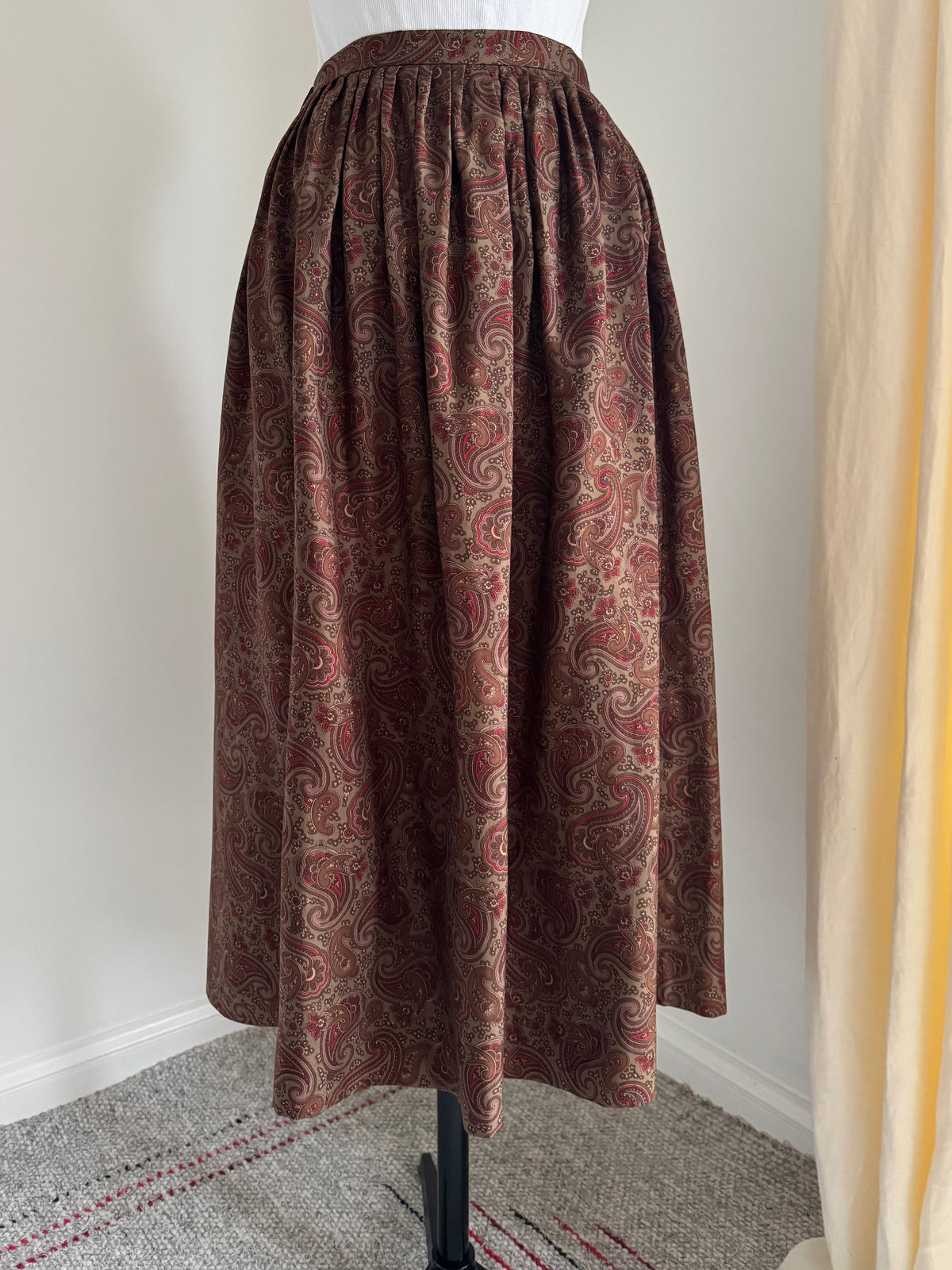 Ralph Lauren Paisley Silk Twill Gathered Midi Skirt