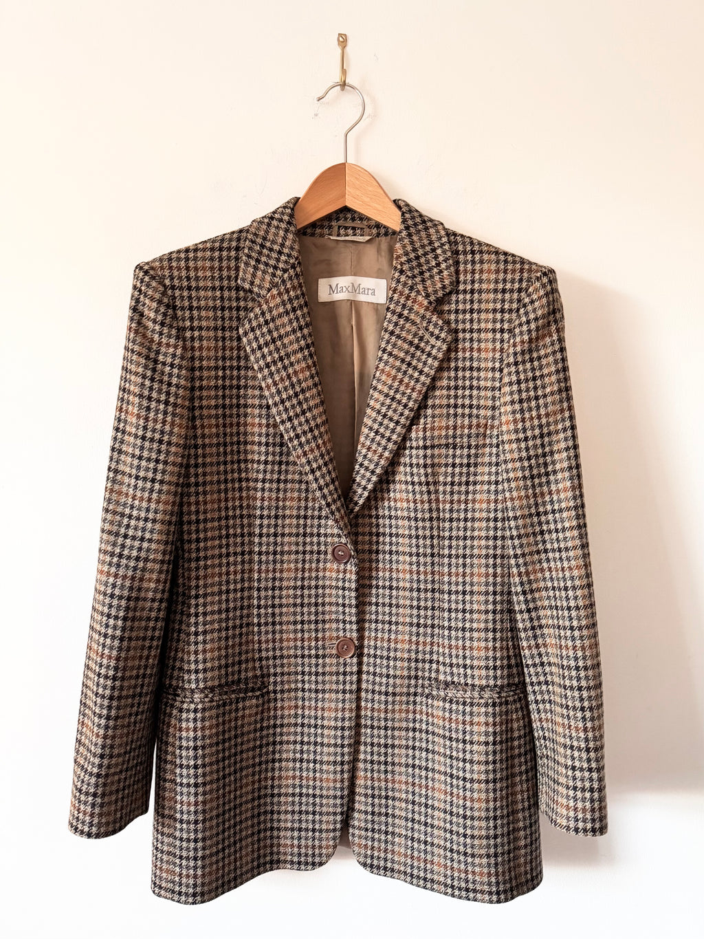 Max Mara Preowned Wool and Cashmere Houndstooth Blazer