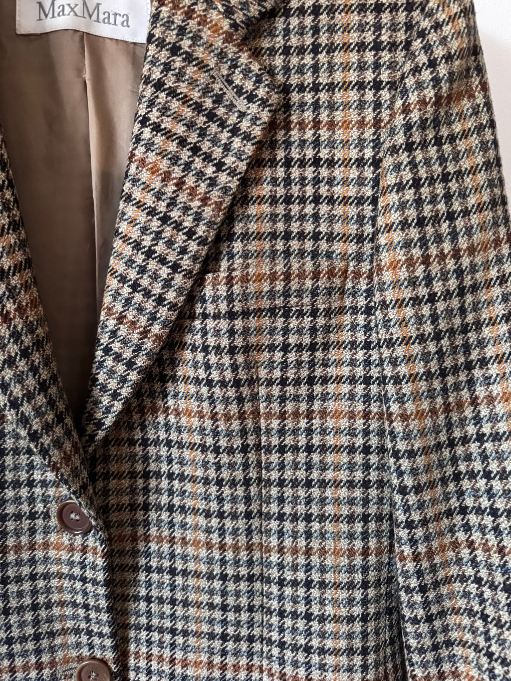 Max Mara Preowned Wool and Cashmere Houndstooth Blazer