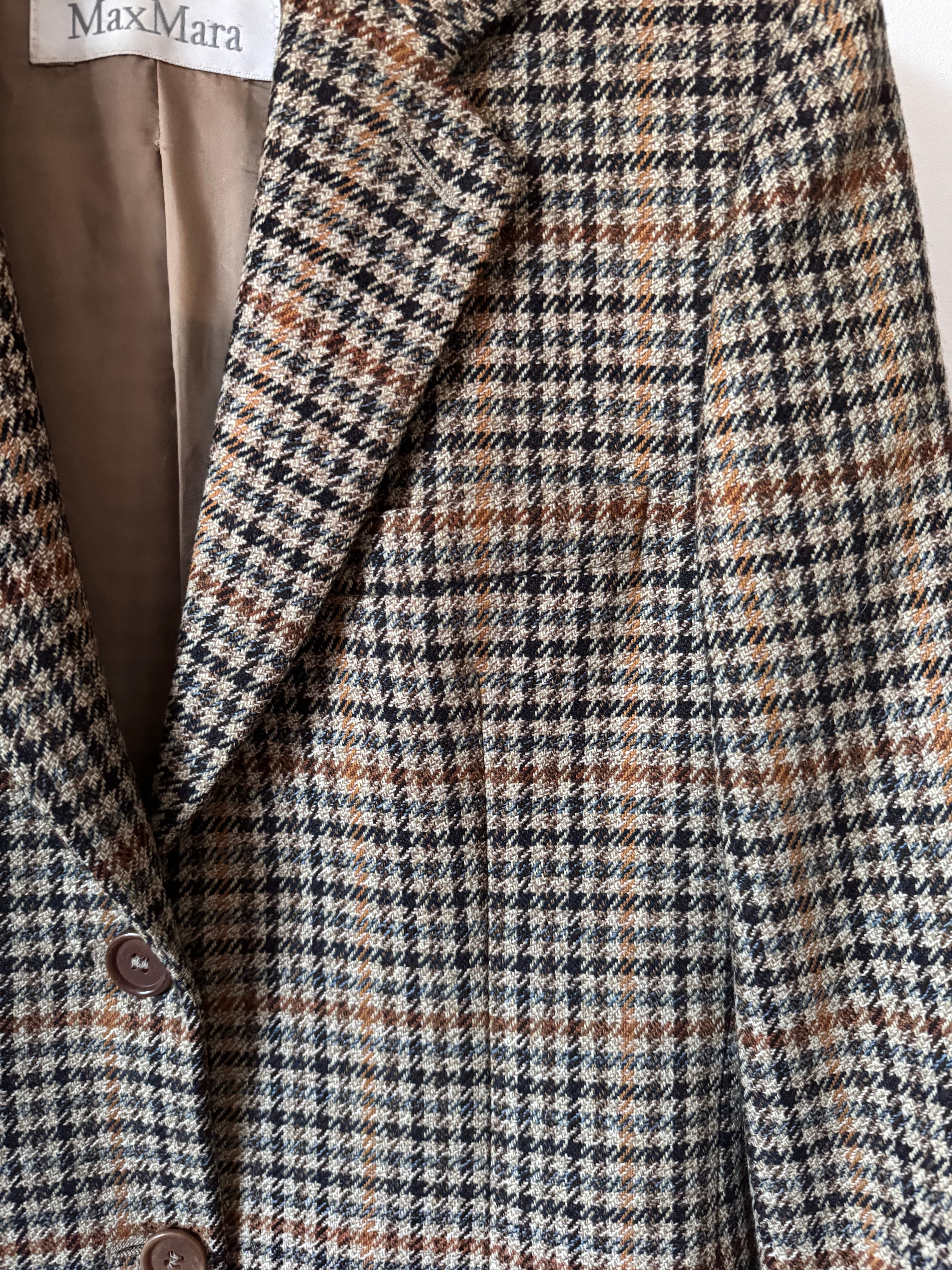 Max Mara Preowned Wool and Cashmere Houndstooth Blazer