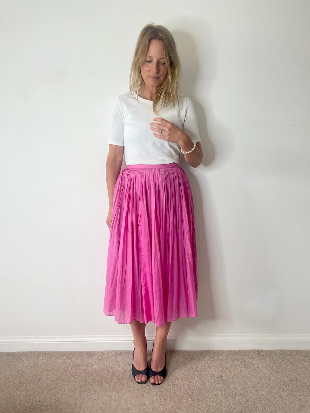 Vintage Italian Pink Cotton Skirt image 0