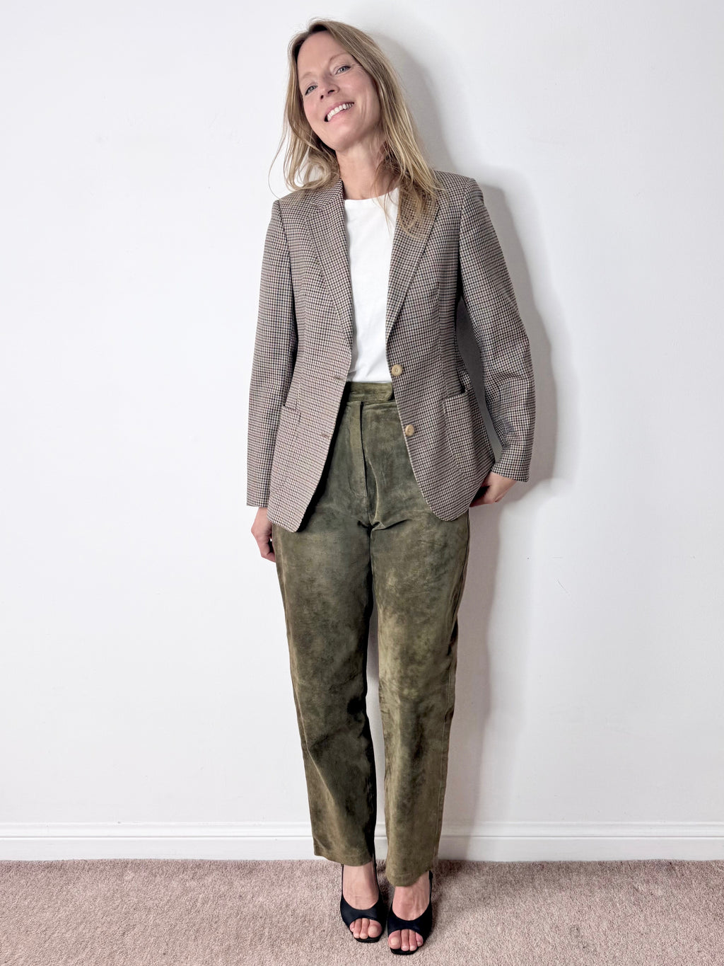 Vintage Green Suede Trousers image 0