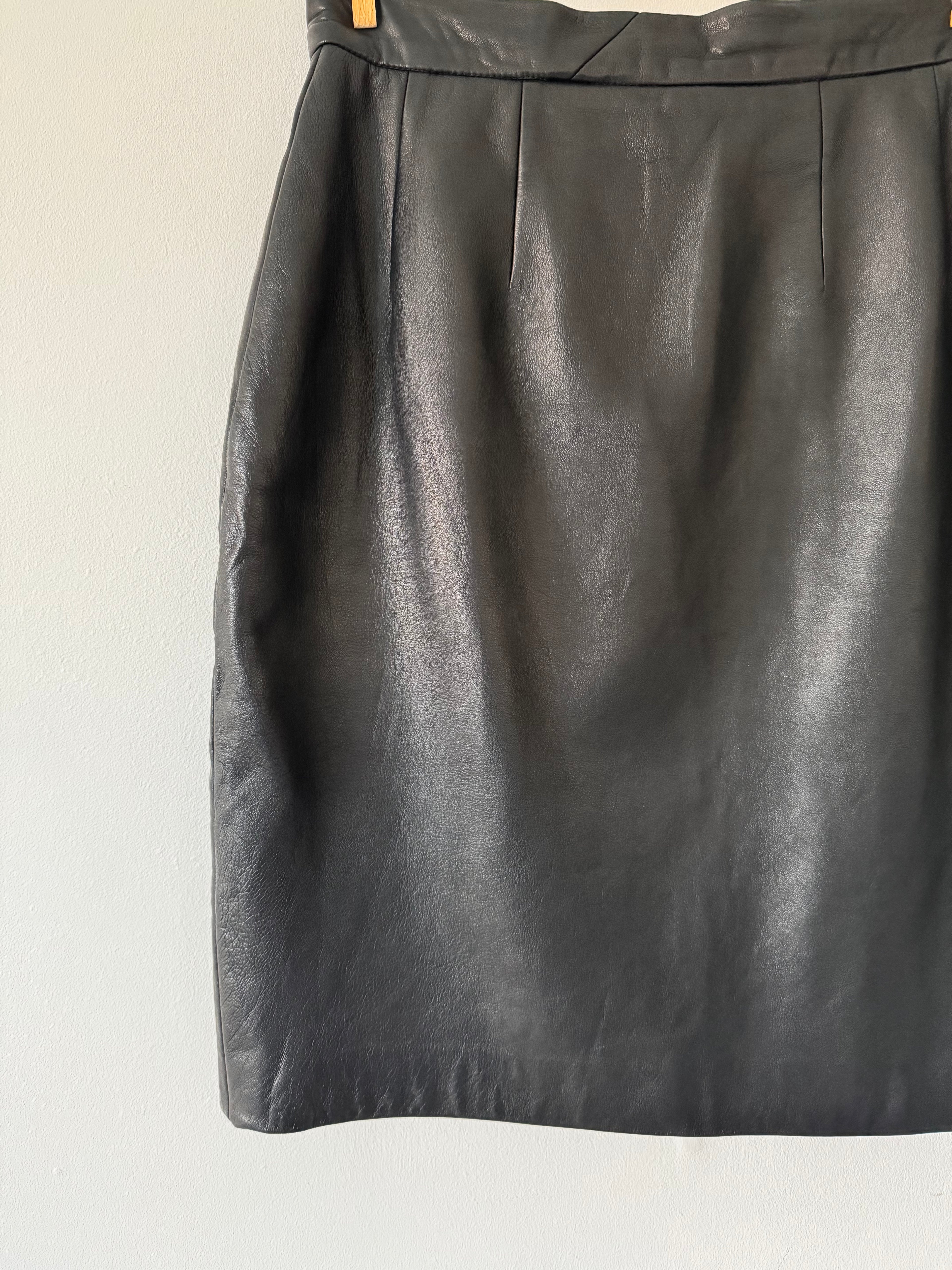 Paul Costelloe Vintage Pencil LeatherSkirt image 3