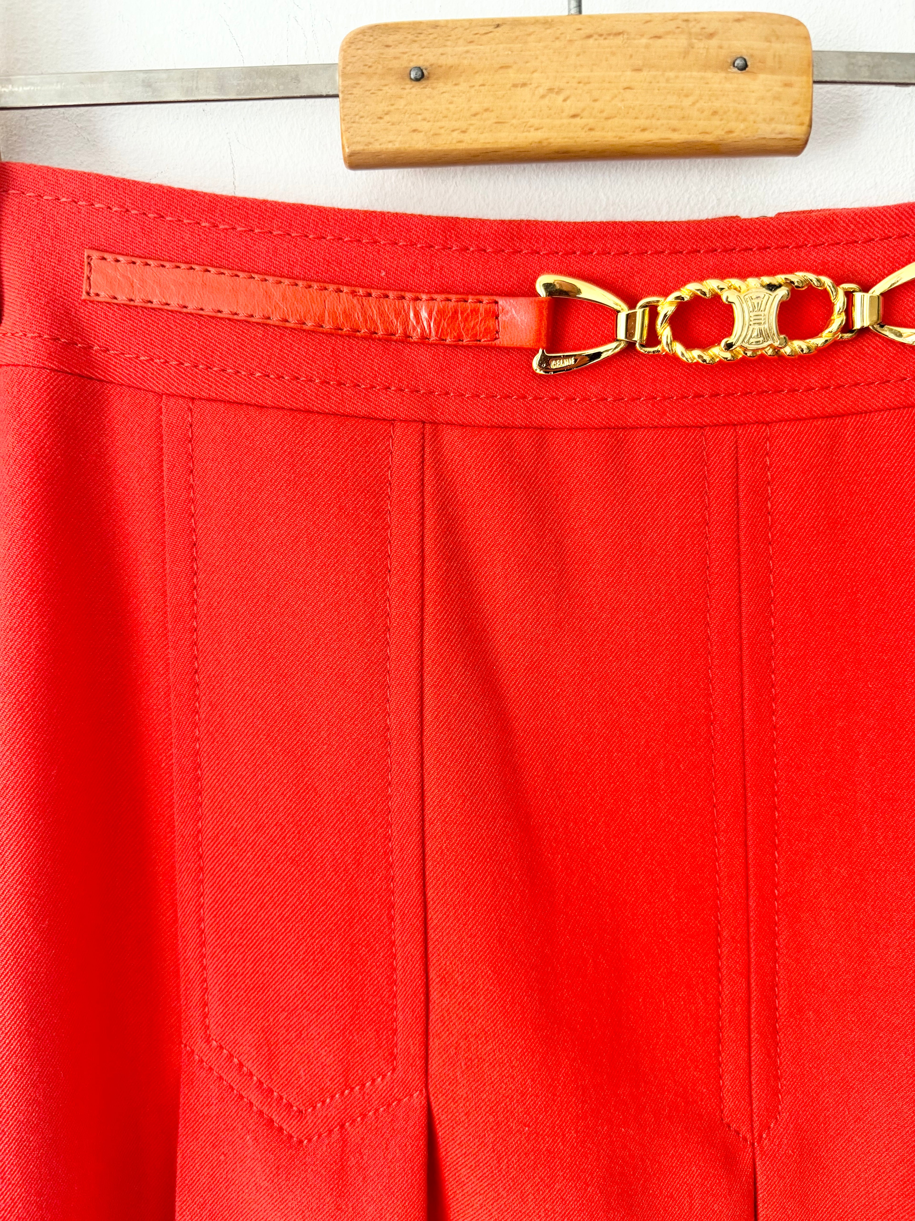 Celine Vintage Pleated Horsebit Skirt image 6